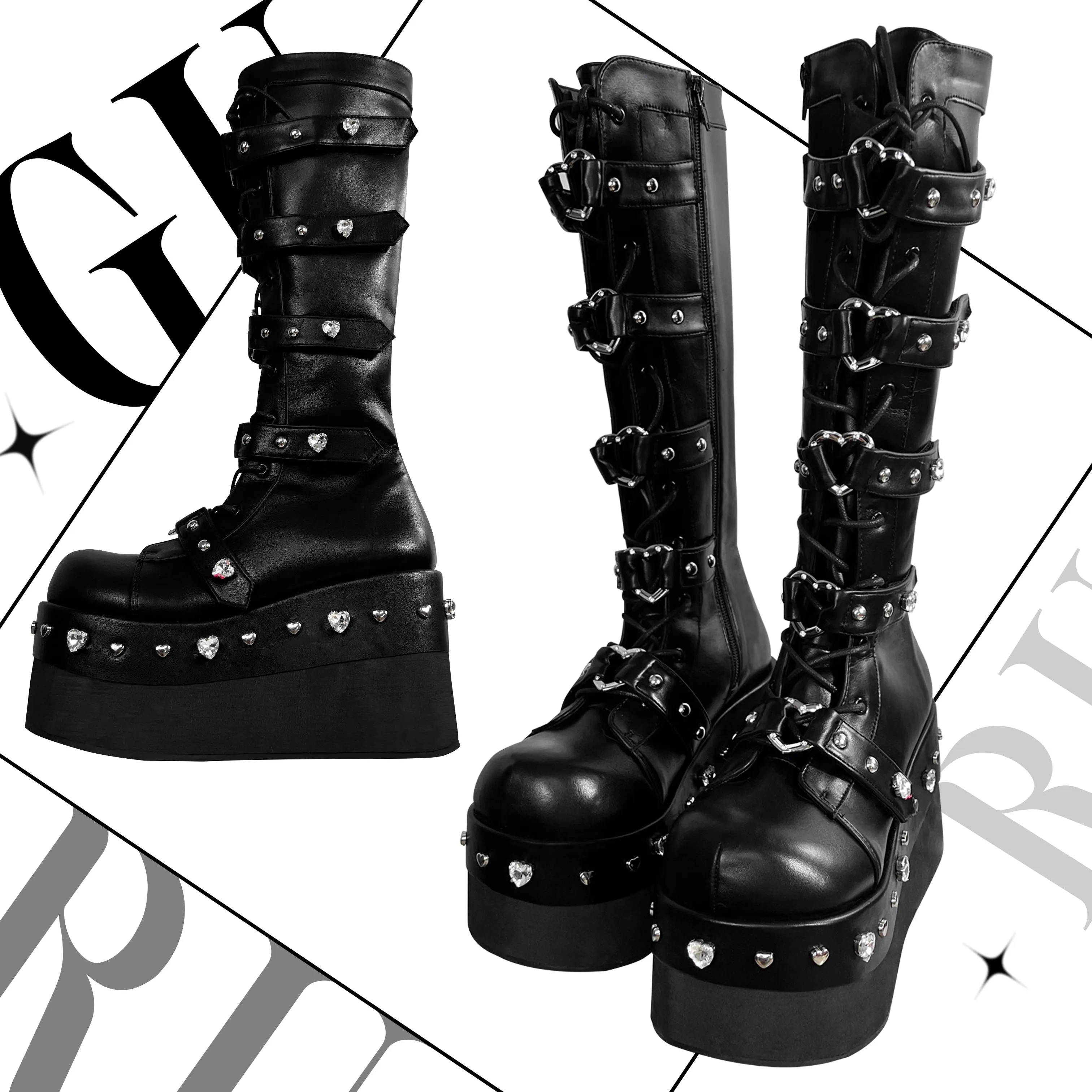 Diamond Y2K Martin Platform Boots