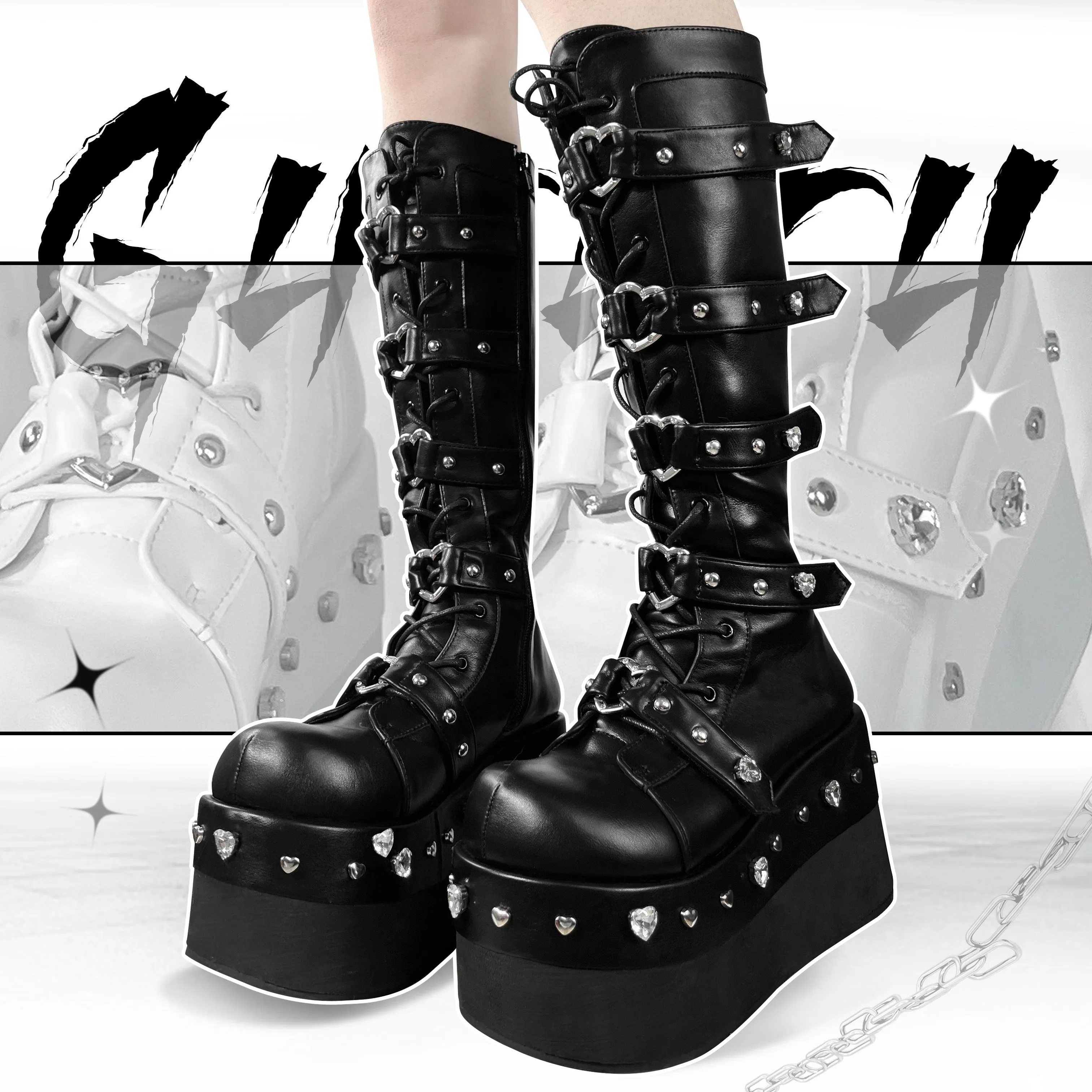 Diamond Y2K Martin Platform Boots