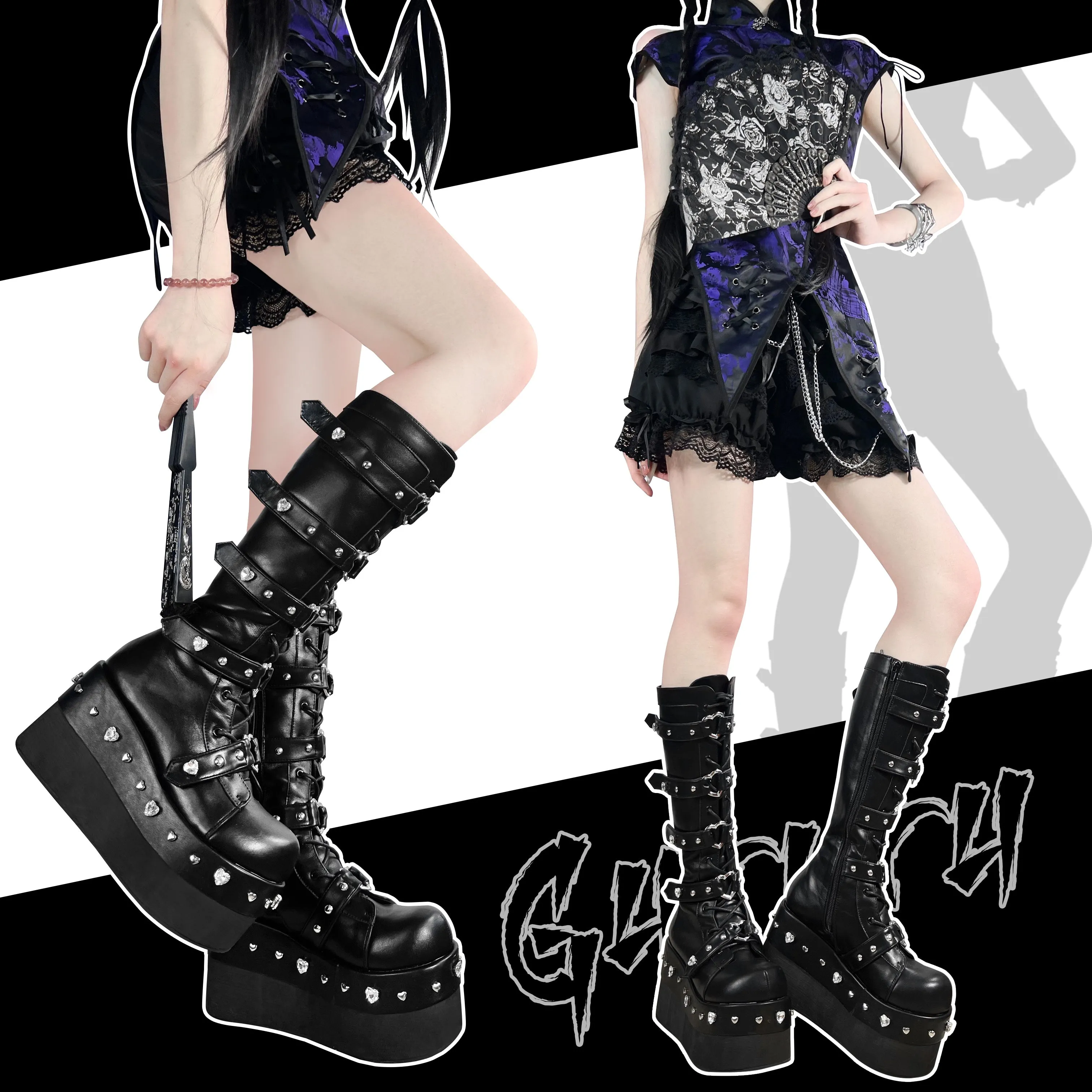 Diamond Y2K Martin Platform Boots