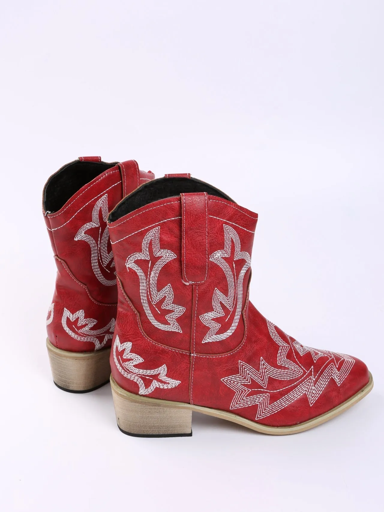 elveswallet Embroidered Floral Chunky Heel Martin Boots