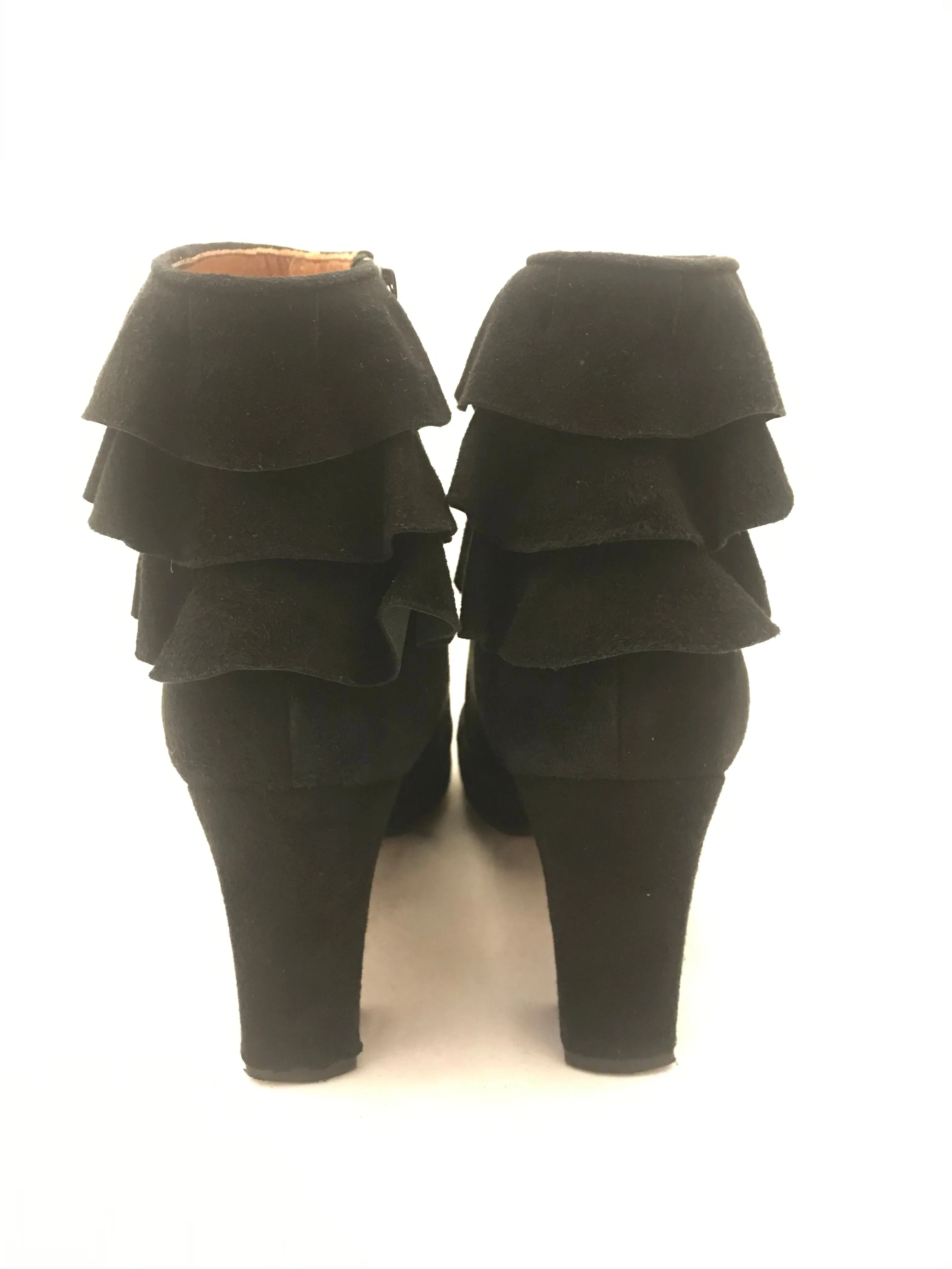 Frilled Suede Ankle Boots