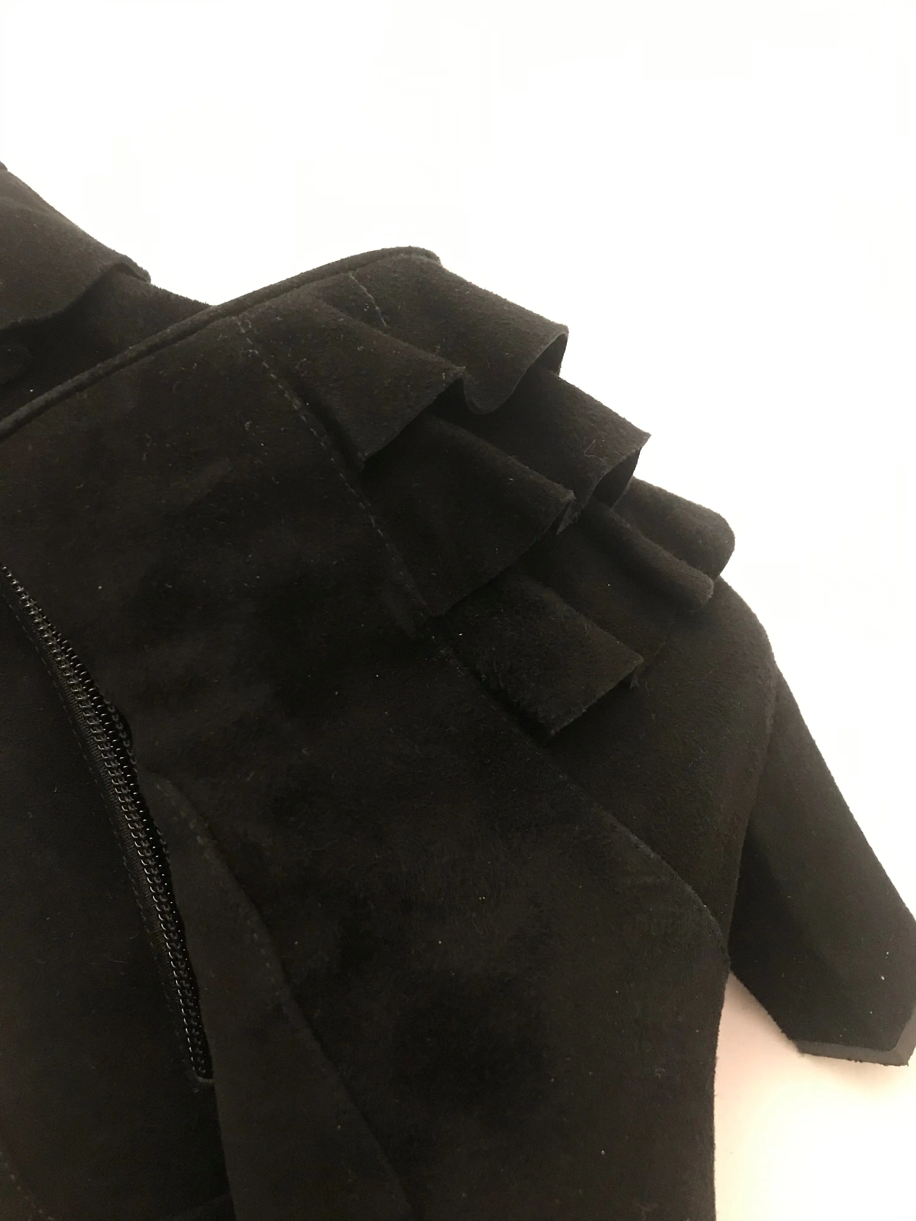 Frilled Suede Ankle Boots