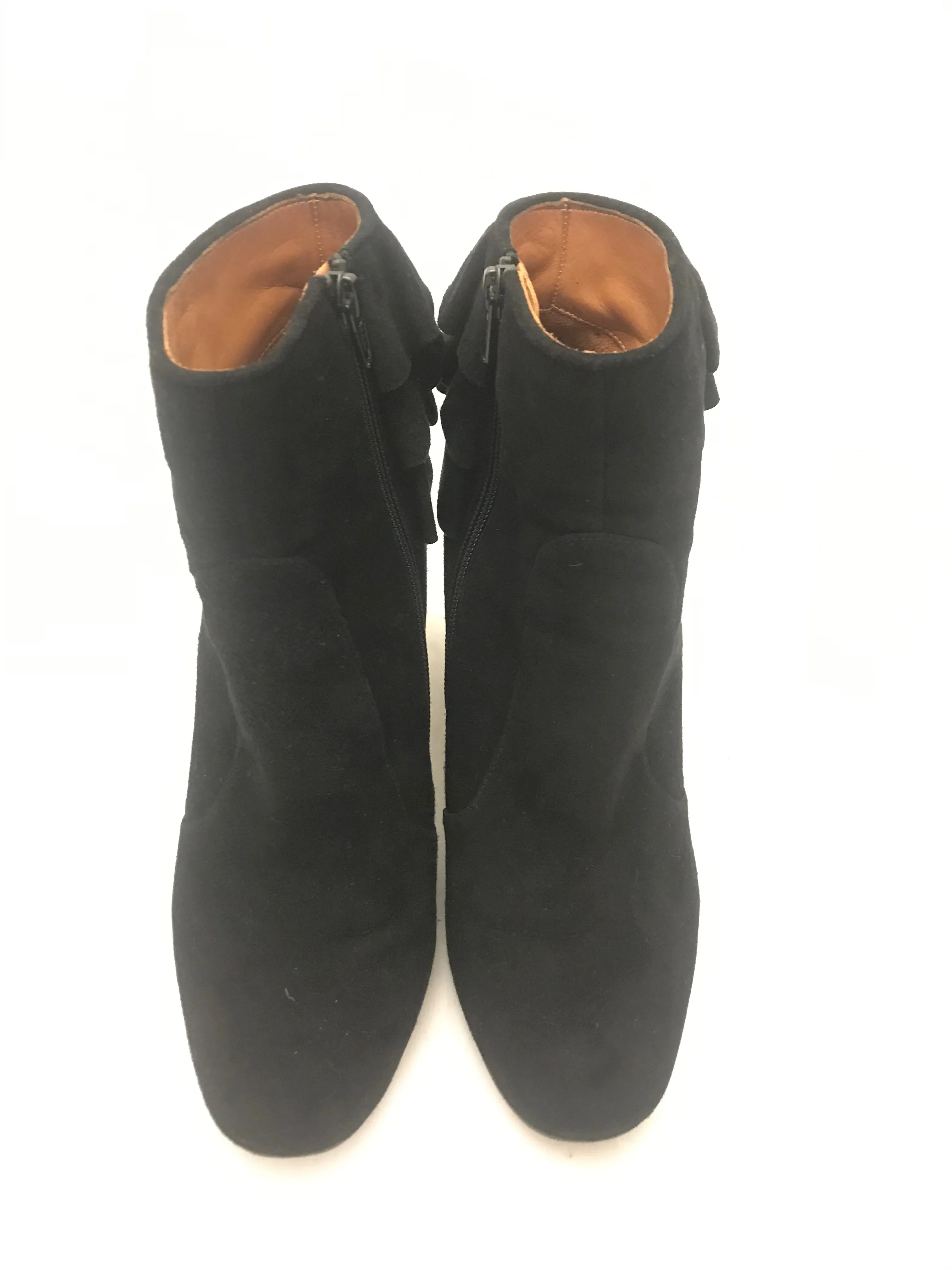 Frilled Suede Ankle Boots