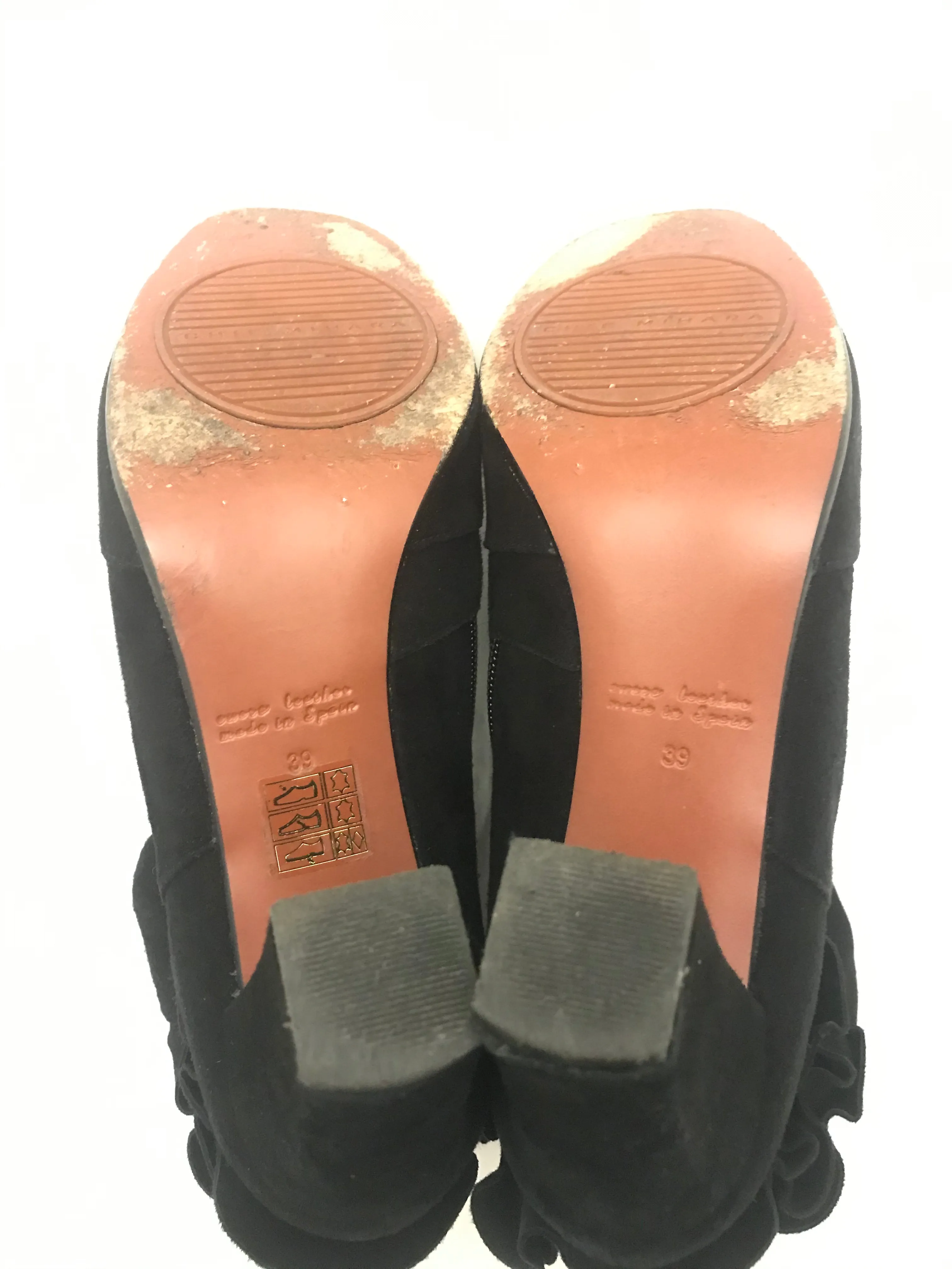 Frilled Suede Ankle Boots