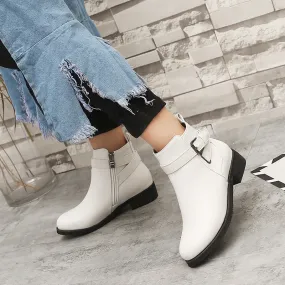 Martin Round Toe Short Low Heel Female Boots
