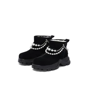 Pearl Chain Snow Boots Black